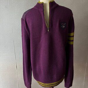Louis Castel Mens Violet Long Sleeve 1/4 Zip Golf Pullover Sweater Size 105 US L